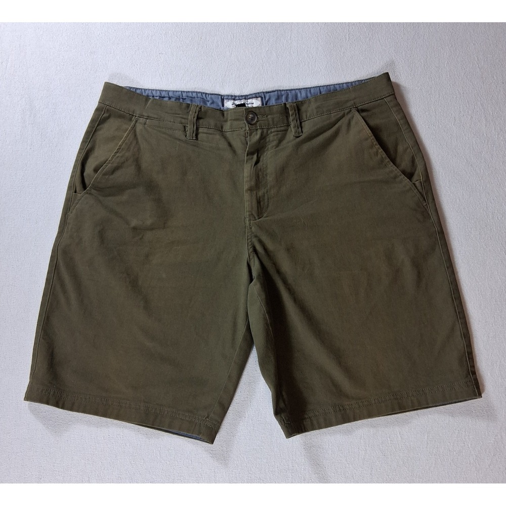 Flag & Anthem Mens Chino Shorts Size 36W Olive Green Cotton Blend Zip Fly Casual
